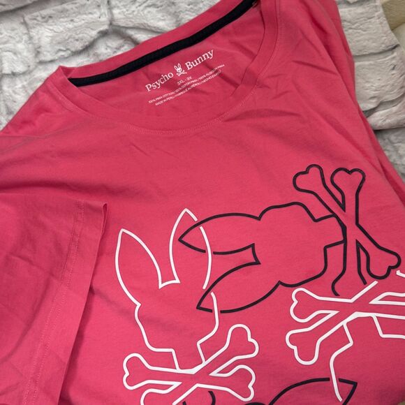 Psycho Bunny Graphic Rabbit Skull And Crossbones Men's 3XL T-Shirt Pink - Picture 1 of 8